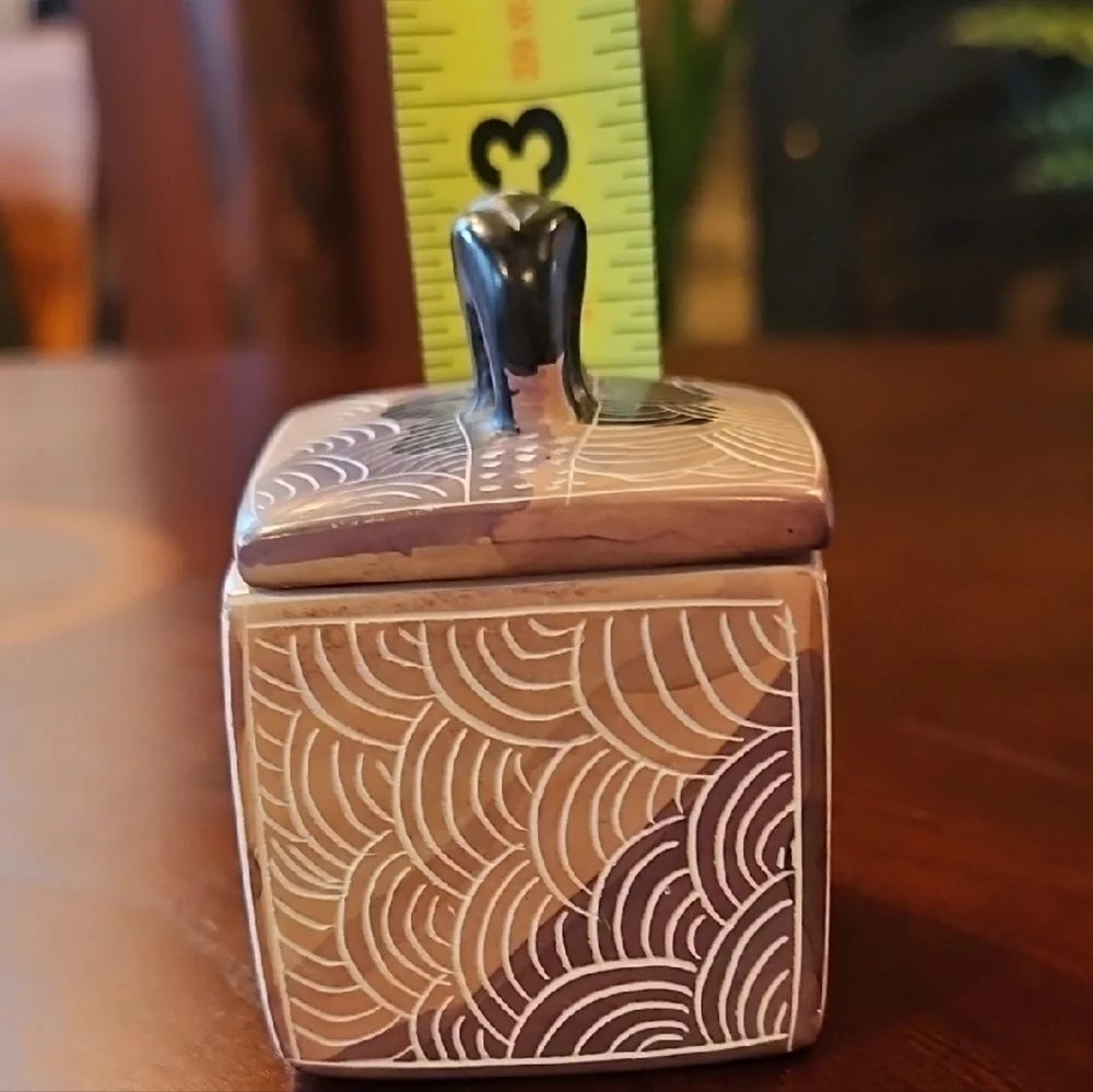Beautifully Hand Carved Soapstone Cubic Elephant Box